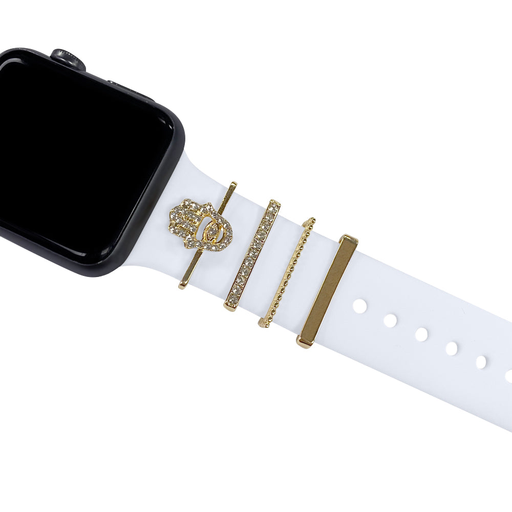 Glamorous 4-Piece Set: Decorative Apple Band Charms - Elevate Your Smartwatch Style!