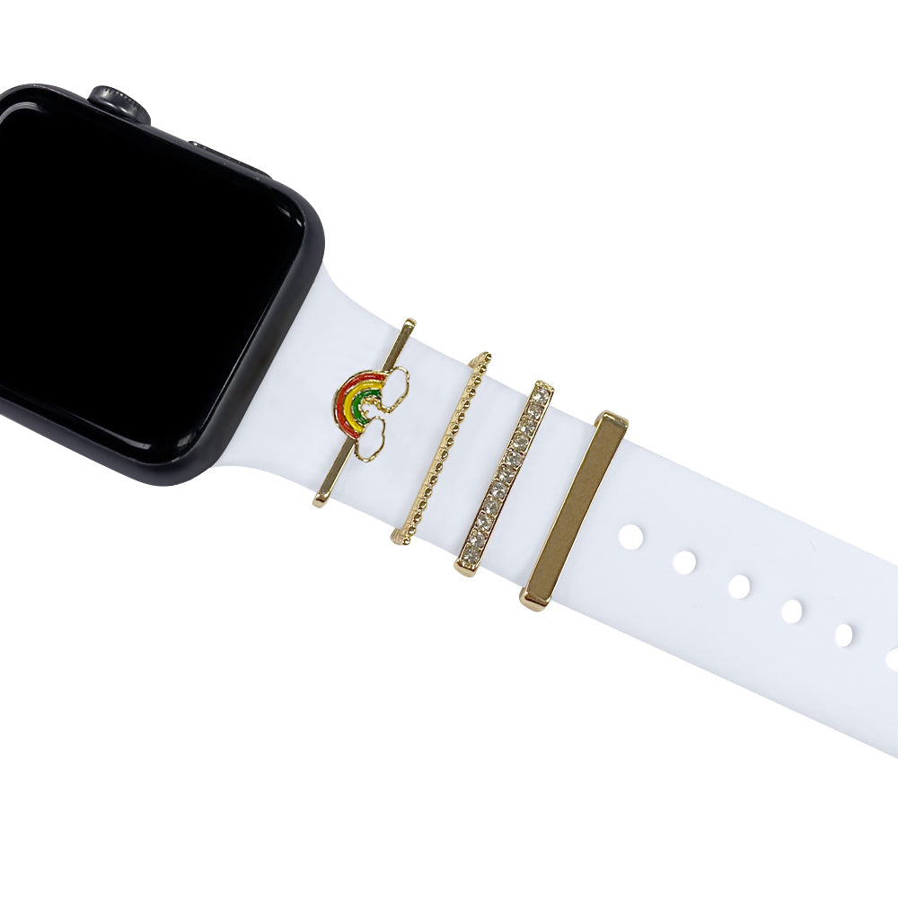 Glamorous 4-Piece Set: Decorative Apple Band Charms - Elevate Your Smartwatch Style!