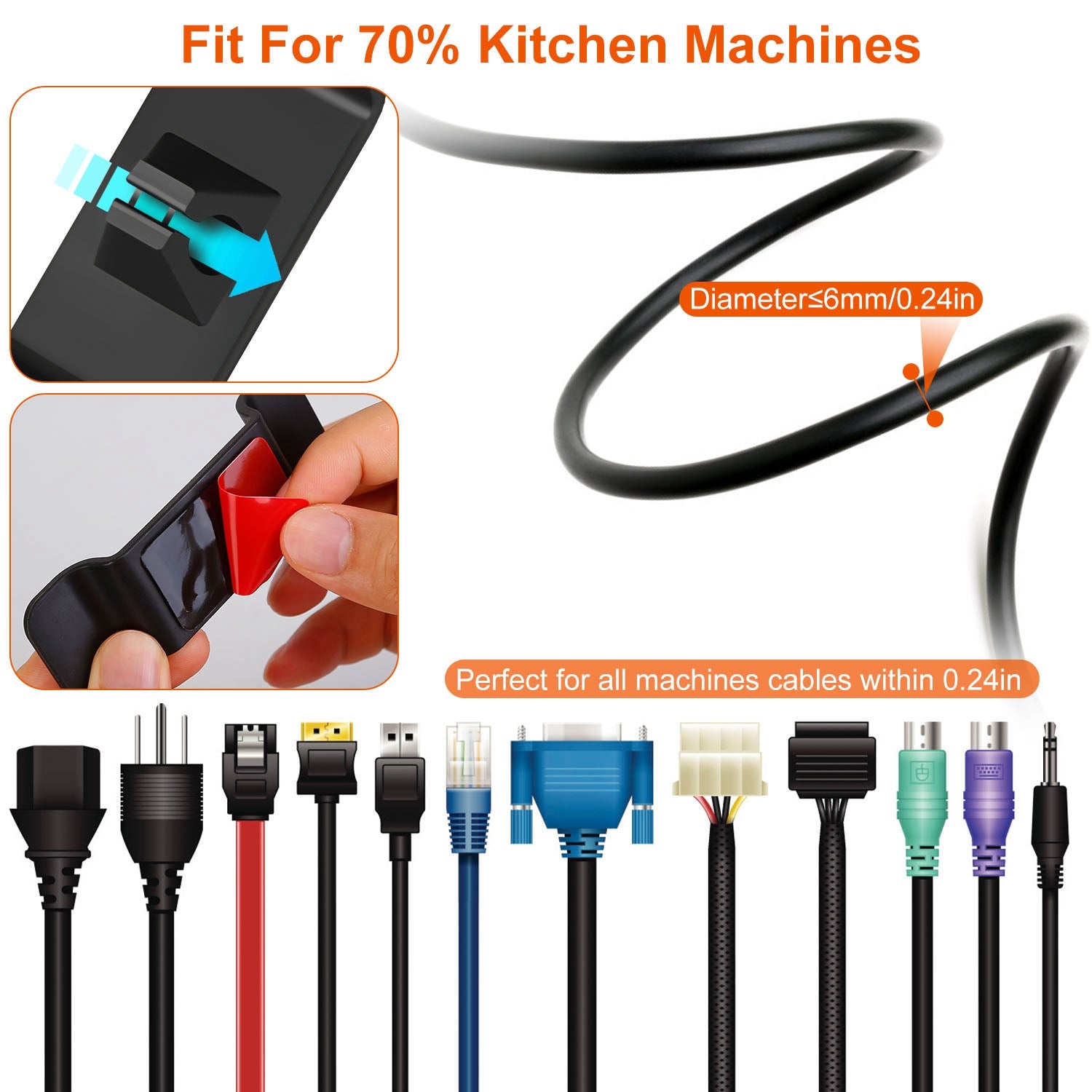 4-Piece Cord Organizers: Self-Adhesive Appliance Cord Holders for a Tidy Kitchen