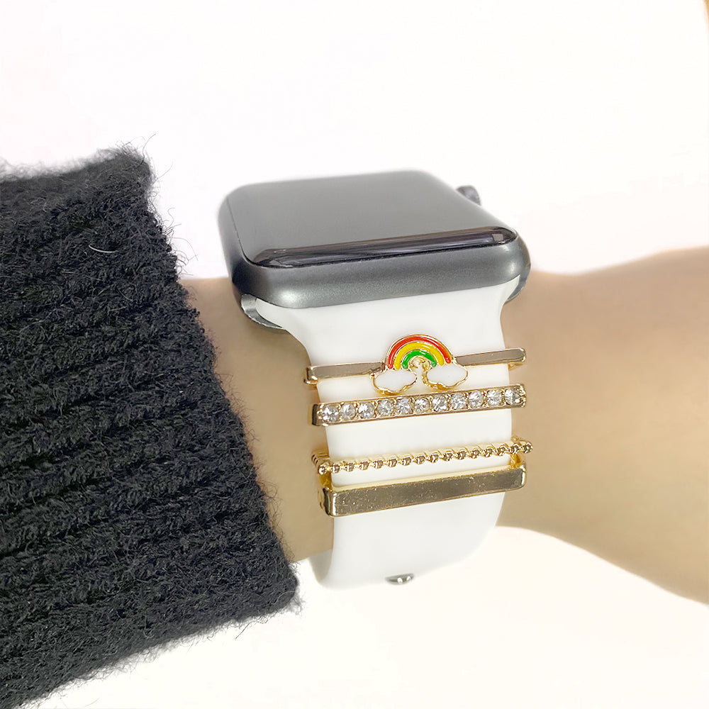 Glamorous 4-Piece Set: Decorative Apple Band Charms - Elevate Your Smartwatch Style!