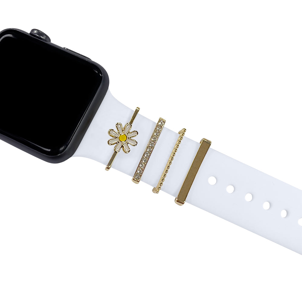 Glamorous 4-Piece Set: Decorative Apple Band Charms - Elevate Your Smartwatch Style!