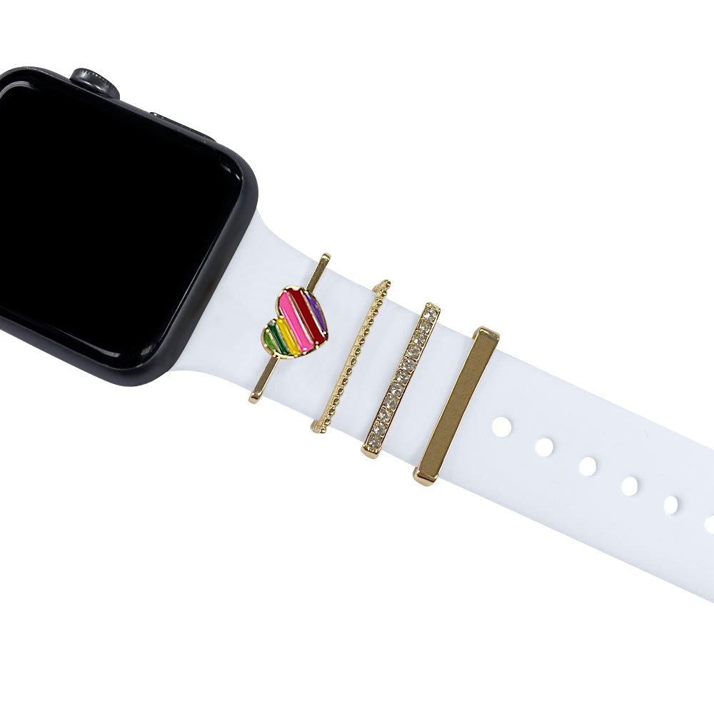Glamorous 4-Piece Set: Decorative Apple Band Charms - Elevate Your Smartwatch Style!